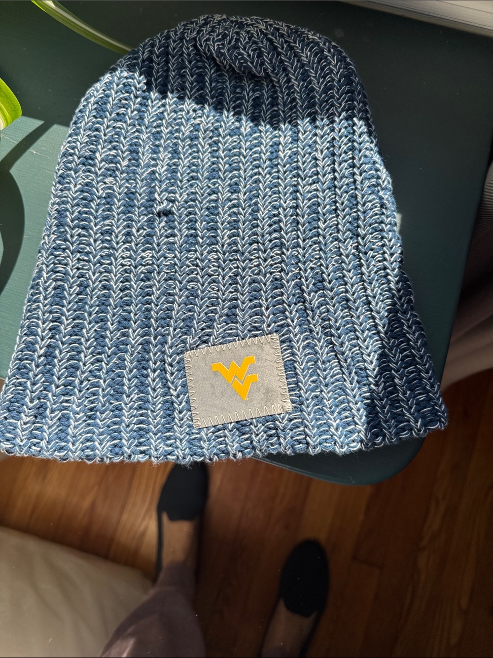 Love Your Melon Blue Heathered Knit Beanie with WVU patch